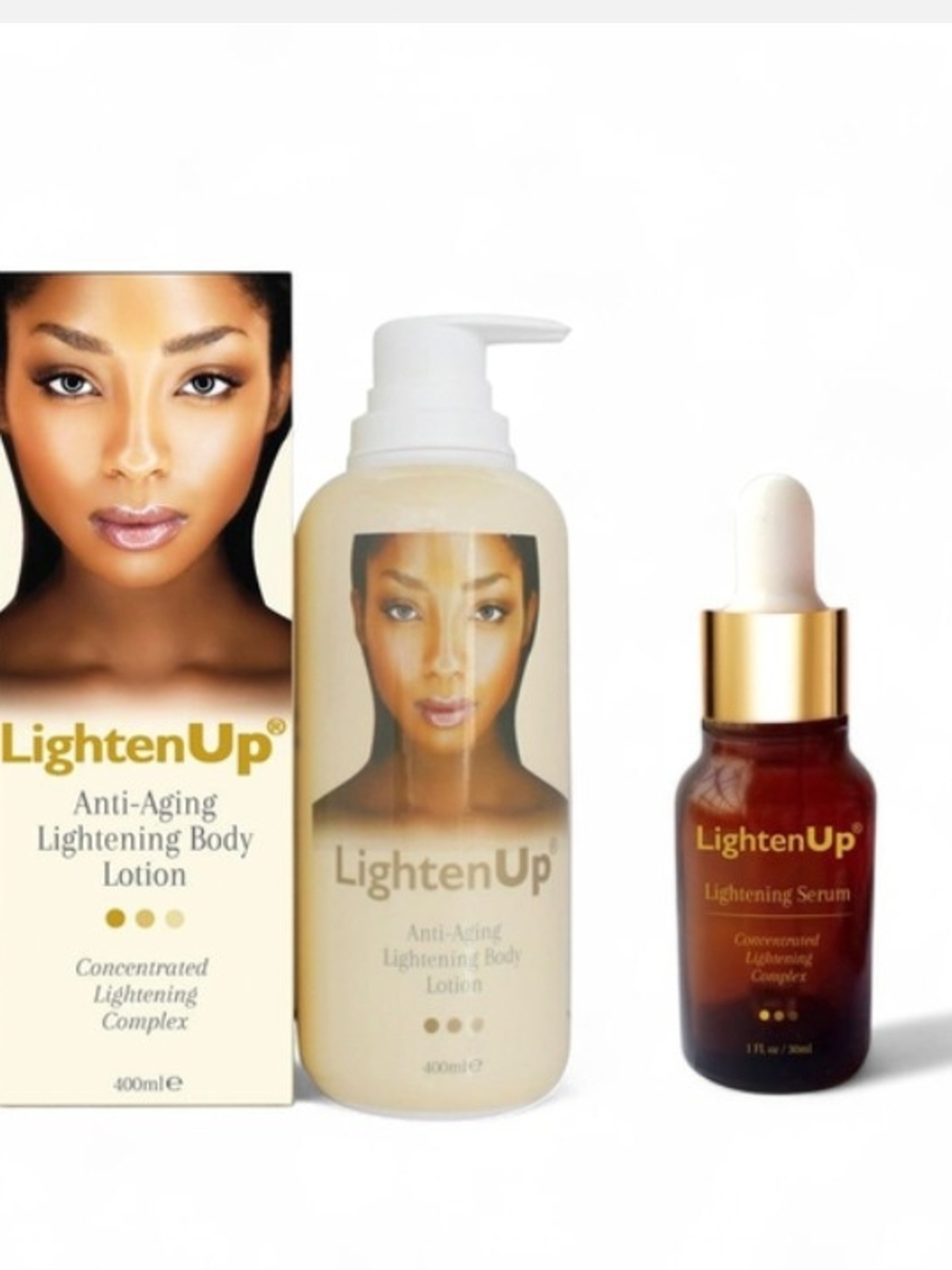 LightenUp Anti-Aging Lightening Body Lotion & Serum - Cream and Brown